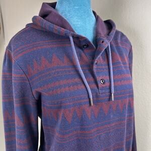 On the Byas Henley Hoodie Women M Indigo Plum Aztec Boho